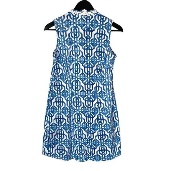 Mud Pie Womens Chain Link Print Sleeveless Tunic Sheath Dress Royal Blue Small - Picture 3 of 8